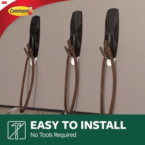 Command Outdoor Medium Black Wire Toggle Hooks, 2 Hooks and 3 Strips, Damage-Free Hanging Wall Hook for Hanging Back to School Decorations with Weather Resistant Strips, Holds up to 2 lb