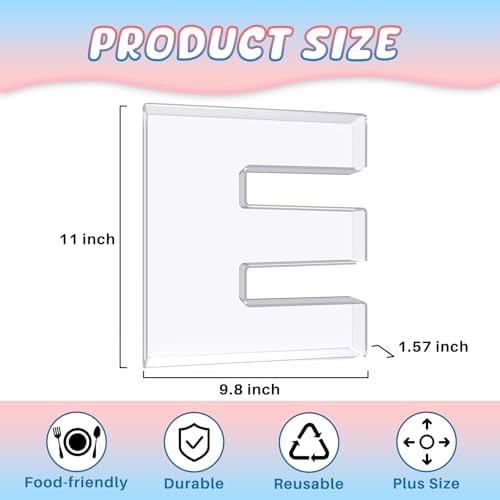 11" Acrylic Letter Charcuterie Box, Reusable Fillable Alphabet Number Shaped Form Tray for Birthday Anniversaries, Party Decorative Serving Plates Display Candy Cake (E)