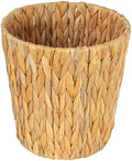 Household Essentials Handwoven Round Water Hyacinth Waste Basket with Plastic Liner, Natural
