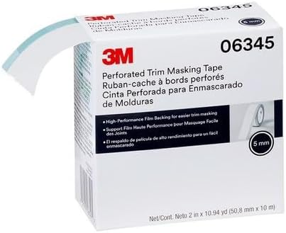 3M Perforated Trim Masking Tape 06345, 5 mm Hard Band, 50.8 mm x 10 m | Molding Paint Protection; Trim Lifting Tape; Hand Tearing