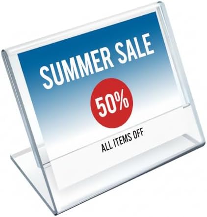 Azar Displays 112737 4" W x 3" H Horizontal L-Shaped Sign Holder -10 pk