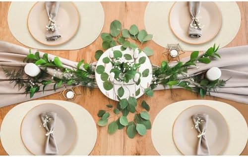 AHHFSMEI Placemats Set of 6 for Dining Table Washable Woven Non-Slip 18x12 inches Placemat Heat-Resistant Durable Table Mats for Dining Table Easy to Clean (Oval Beige, 6)