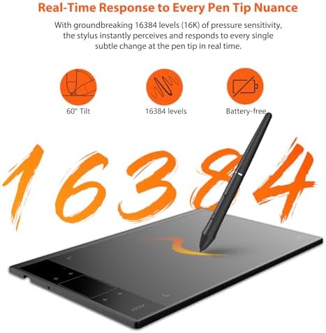 VEIKK A30 V3 Drawing Tablet, 10x6,16384 Levels Pressure Battery Free Pen