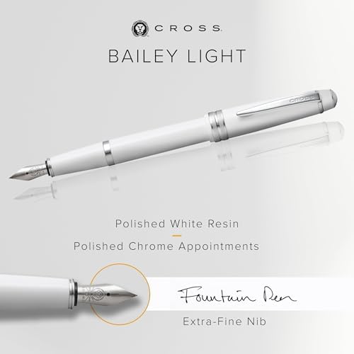 Cross Bailey Light Polished White Fountain Pen, Extra-Fine Nib