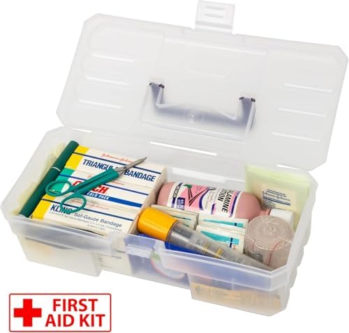 Akro-Mils 12-Inch ProBox Plastic Art Supply, Hobby or Craft Storage Toolbox, Model 09912CLPUR, (12" x 5-1/2" x 4"), Clear