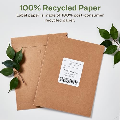 Avery® EcoFriendly Recycled Shipping Labels, 3-1/3" x 4", White, Permanent Label Adhesive, 600 Printable Labels (48464)
