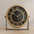 Metal Table Clock for Living Room Decor - Desk Clock for Office Desk, Study Room, Living Room, Mantel or Table Styling - Small Home Decor for Shelf or Tabletop Display - 7", Gold & Black