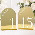 Gold Mirror Arch Wedding Table Numbers 1-15 with Stands