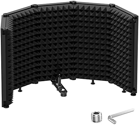 Moukey Microphone Insulation Sound Insulation Sound Shield Isolation, 5 Sides Microphone Sound-Absorbing Foam Reflector for Recording Studio, Podcasts, Vocals and Broadcasting
