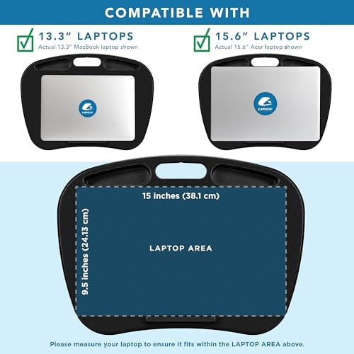 LAPGEAR MyDesk Lap Desk – Black, Fits 15.6” Laptops