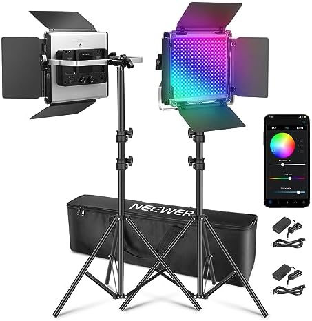 NEEWER Upgraded 660 PRO II RGB LED Video Light w App Control Tripod Stand