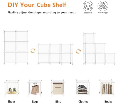 AWTATOS Cube Storage Organizer, Closet Organizers, 6 Cube Shelf, Clear