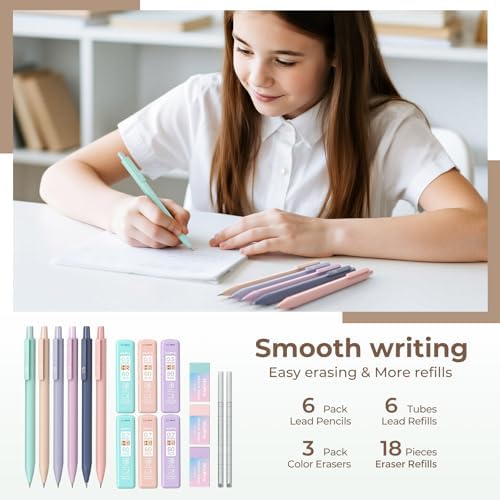 Nicpro School Supplies Stationary Set with Pencil Case, 39 PCS Cream | Back to Schoo Supplies, Pen Case with 12 Highlighter, 5 Gel Pen, 6 Mechanical Pencil, Essentials for College, Nursing Student