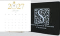 2027 hand-glittered desk calendar.artistic decorative watercolor monthly calendar made in the USA by Stevie Streck Designs.
