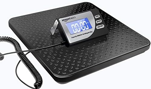 Amazon Basics Digital Shipping Postal Scale with Tare Function, Heavy Duty Weighing Platform, 660 lb Capacity, 1 Ounce Readability, Portable, Black