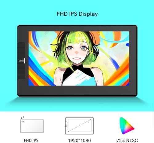 VEIKK VK1200 11.6 inch Drawing Tablet with Screen, 8192 Levels Pressure Battery-Free Pen, Tilt Function, 6 Shortcut Keys, for Artists, Students, and Beginners