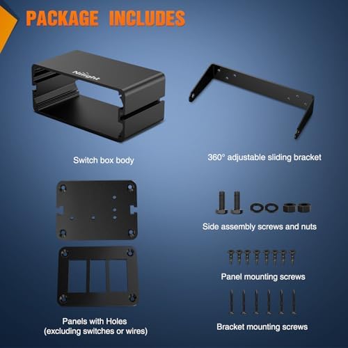 Nilight 3 Gang Rocker Switch Box Detachable Housing 3 Holes Aluminum Panel