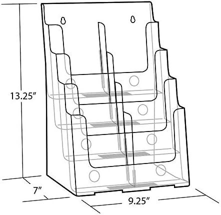Azar Displays, 252377, Clear Four-Tier Eight-Pocket Trifold Brochure Holder, Document Holder Desk Organizer for Countertop or Wall Mount Menu Holder Display Stand for Flyers, Leaflets and Pamphlets