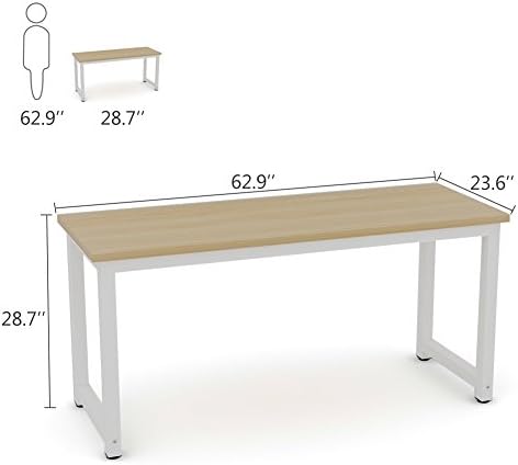 Tribesigns Computer Desk, 63 inch Large Office Desk Computer Table Study Writing Desk Workstation for Home Office, Walnut
