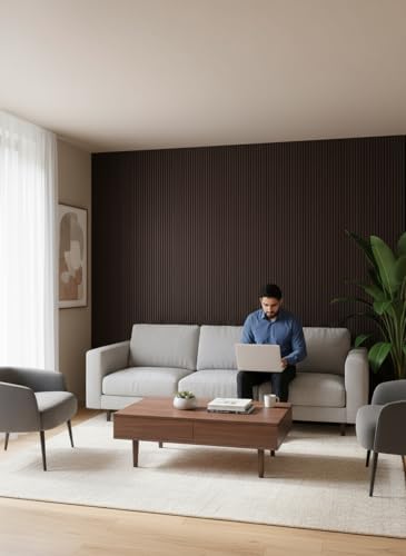 WoveN SounD Wood Panels for Wall, Brown, 2 Pack, 108x8 in