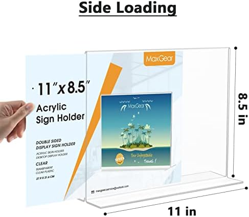 MaxGear Acrylic Sign Holder 8.5x11 Horizontal 6 Pack, Double-Sided Display