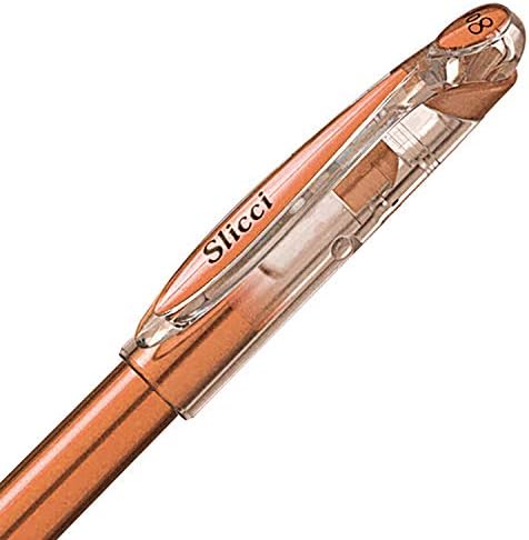 Pentel Arts Slicci Metallic 0.8 mm Needle Tip Gel Pen, Metallic Bronze Ink, Box of 12 (BG208-ME)