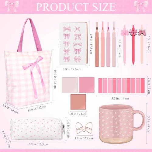 Reallnaive 25 Pcs Pink Stationery Set for College Back to School