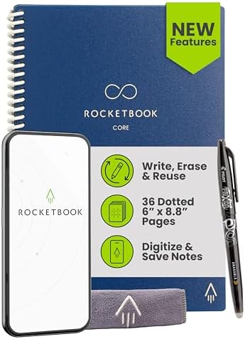 Rocketbook Core Reusable Smart Notebook, Executive Size 6x8.8, Blue