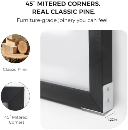 TOWON Magnetic Whiteboard, 36 x 24 Inch, Solid Pine Wood Frame, Black