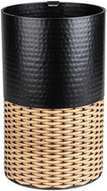 happimess Asher 4.13 Gal Faux Wicker Cylinder Waste Basket, Black/Natural