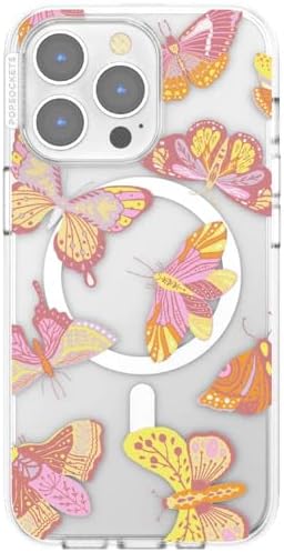 PopSockets iPhone 13 Pro Phone Case with MagSafe- Sunset Mariposa | Magnetic, Wireless Charging, Camera & Drop Protection, Butterfly, Moth, Luna, Western, Boho, Aesthetic