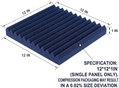 96 Pack Blue/black Absorb the echo Acoustic Foam Panel Wedge Studio Soundproofing Wall Tiles 12" X 12" X 1"(Accompanied By Double-Sided Adhesive Tape)