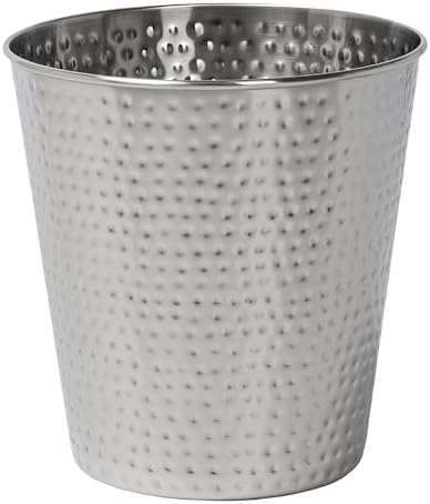 happimess Axel 2 Gal Hammered Steel Waste Bin 10", Brushed Steel