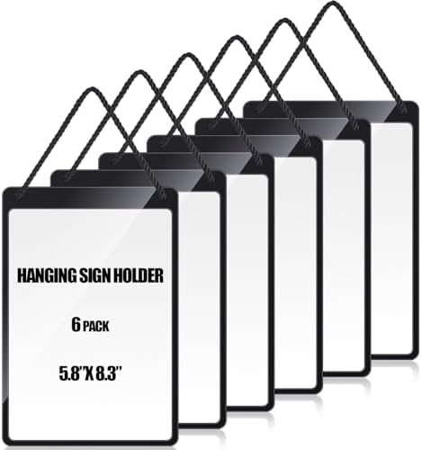 Thyle 6 Pcs Business Retail Hanging Sign Holder 8.3 x 5.8 Inch Plastic Advertising Signage Sign Holder Craftsman's Stall Clear Poster for Store Supermarket Exhibition Mall Restaurant Display