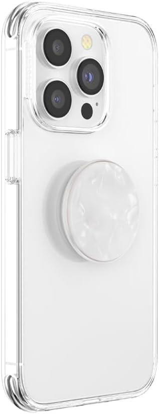 PopSockets Adhesive Phone Grip, Holder- Pearl White | Secure Comfortable Hold, Anti-Drop, Kickstand, White, Electronic Accessories, For iPad/Kindle/iPhone/Android