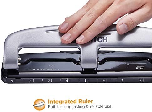 Bostitch Office inPRESS 12 Reduced Effort Three-Hole Punch, Silver/Black (2101) (Pack of 4)