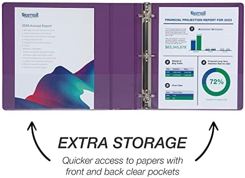 Samsill Durable 2 inch 3 Ring Binder, D Ring Binder, 100% Recycled Chipboard, Purple, 4 Pack