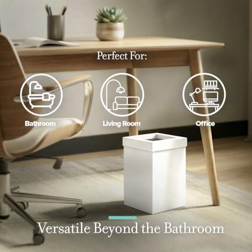 Gatco Small Bathroom Trash Can with Lid, Square 3 Gallon Stainless Steel Wastebasket, Under Sink, Matte Pearl, for Bathroom, Bedroom, Office (1935)