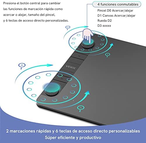 VEIKK VK1060PRO V2 Drawing Tablet, 10 x 6 Inch Graphics Pen Tablet with 8 Shortcut Keys, 8192 Levels Battery Free Supports Tilt Function, Work for Digital Art Drawing, Designing