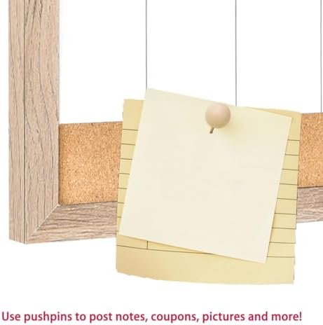 Magnetic Weekly Whiteboard and Cork Board, Brown Wood Frame, 16" x 8"