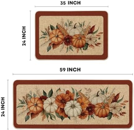 Artoid Mode Corn Flower Pumpkin Fall Kitchen Mats Set of 2-24x35+24x59