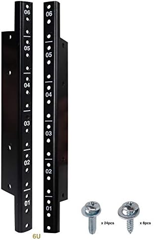 Sound Town 2-Pack 6U Steel Rack Rails, with Black Powder Coated Finish and Screws (ST-RR-06U)
