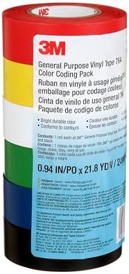 3M General Purpose Vinyl Tape 764, Color Coding Pack, 6 Roll per Pack