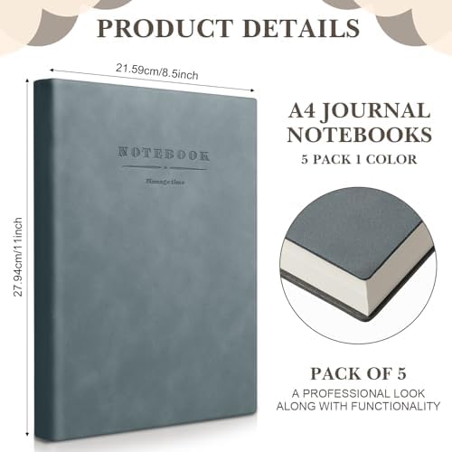 SATINIOR 5 Pack A4 Notebooks Leather Softcover Journal, Multicolor