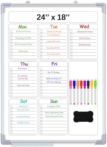 Lincia 24" x 18" Magnetic to Do List Whiteboard, Weekly Planner, White
