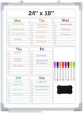 Lincia 24" x 18" Magnetic to Do List Whiteboard, Weekly Planner, White