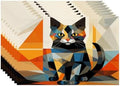 Batmerry Geometric Cat Linen Placemats Set of 8, Colorful Triangular Art Washable Table Mats for Kitchen Table Thickened Heat Insulation Dining Set Indoor Outdoor 12X18 in