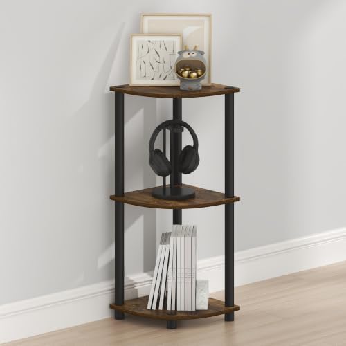 Furinno Turn-N-Tube Toolless Assembly 3-Tier Storage Shelves, Amber Pine