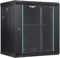 VEVOR 12U Wall Mount Network Cabinet, 15.5'' Deep Server Rack Cabinet Enclosure, 200 lbs Max. Ground-Mounted Load Capacity, with Locking Glass Door Side Panels, for IT Equipment, A/V Devices