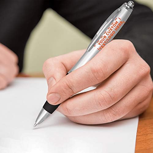 DISCOUNT PROMOS Custom Colored Grip Gel Pens Set of 10, Personalized Bulk Pack - Great for Office, School, Business, Tradeshows, Events - BlackBI